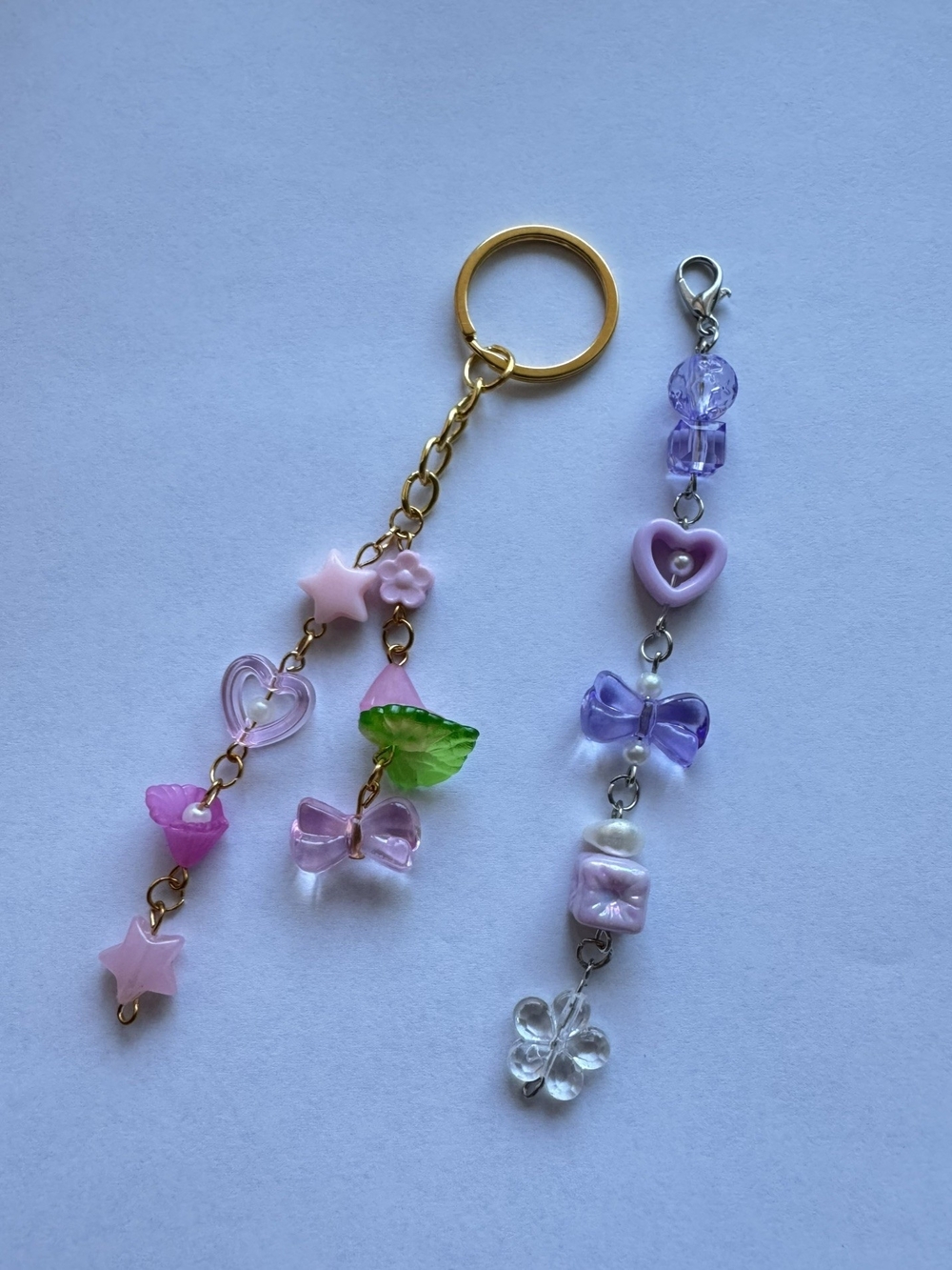 Cute Pink & Purple Kids Charm Keychain Set